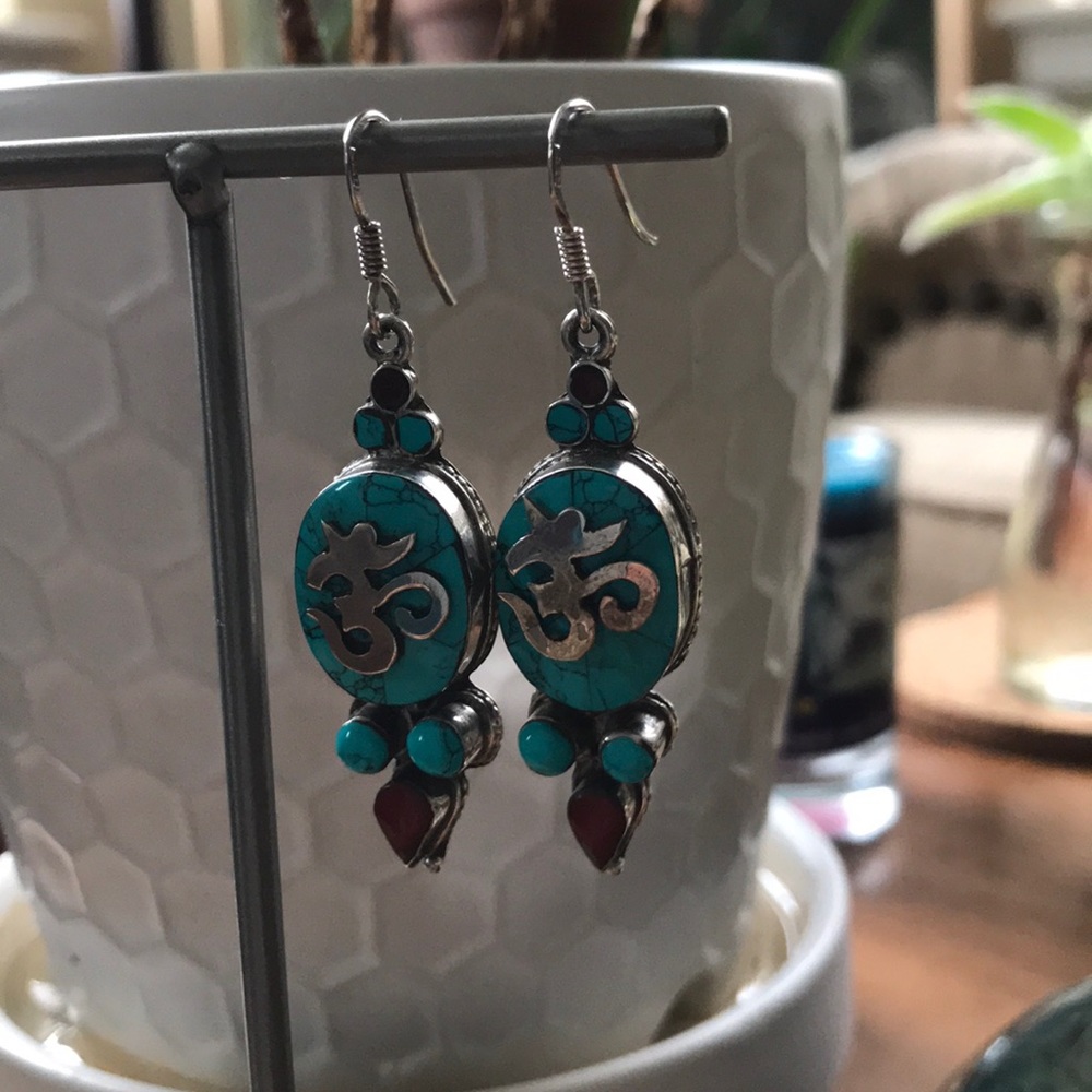 OM Turquoise/ Coral Earrings
